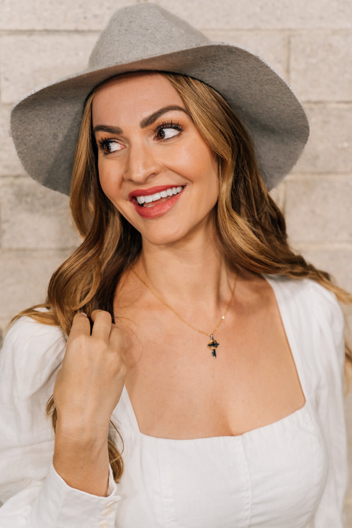 Small Believe 18k Gold and Silver Cross Necklace
