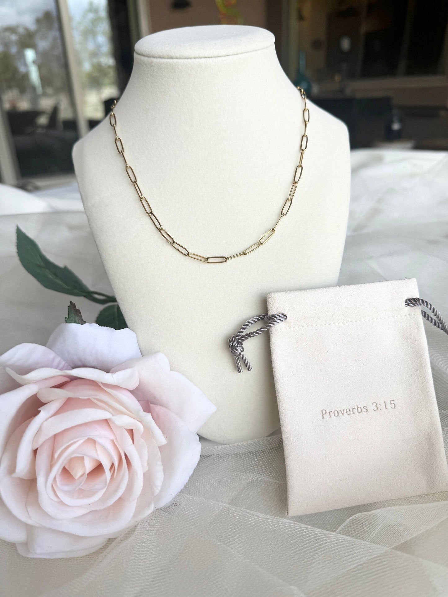 Gold Plated Paperclip Chain Necklace