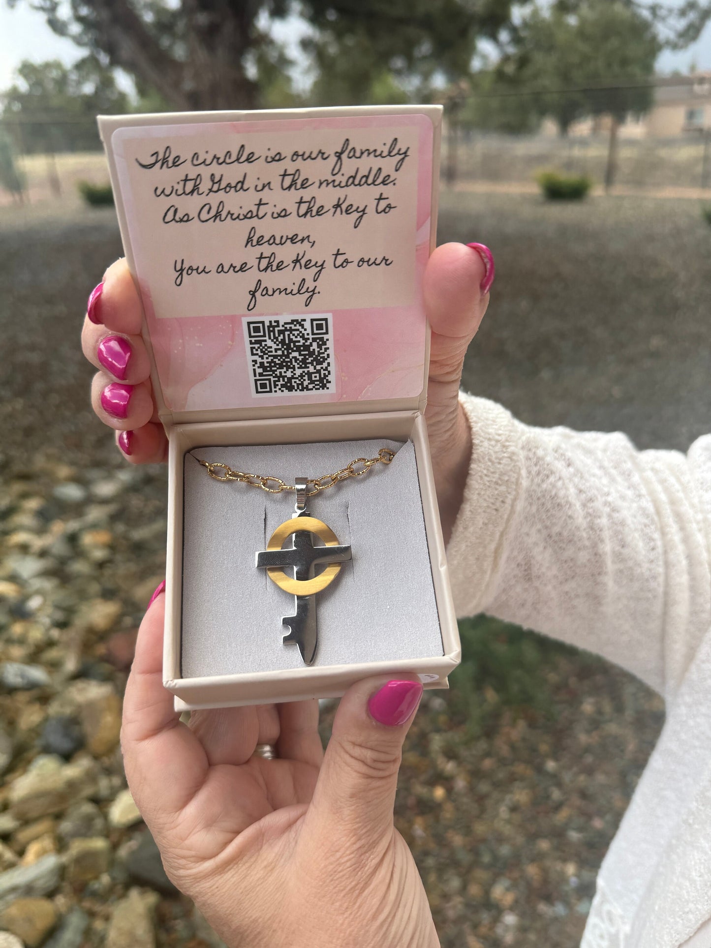 Bride's Mother Gift~ Gold and Silver Believe Cross Necklace