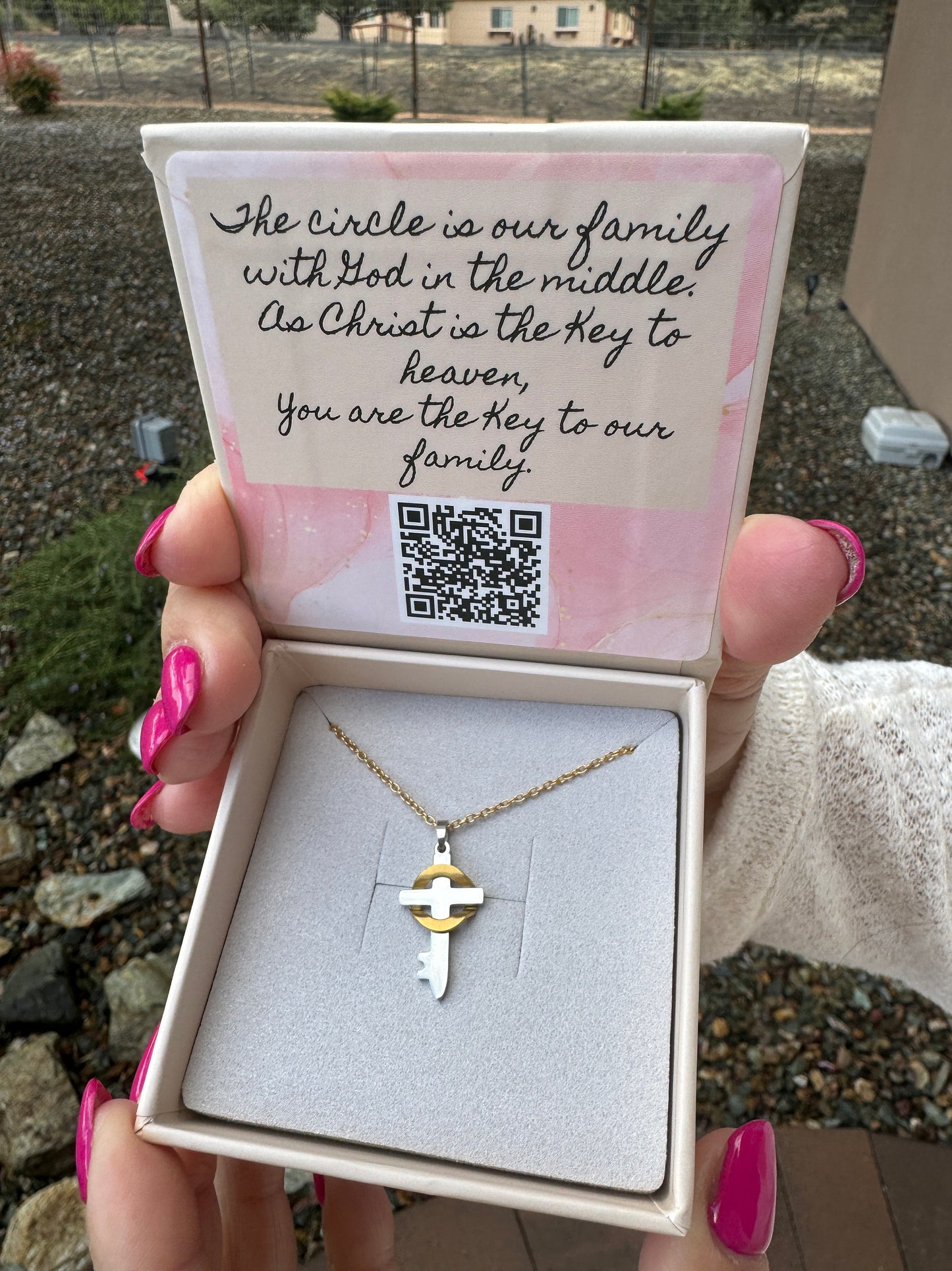 Bridal 18k Gold and Silver Cross Believe Necklace