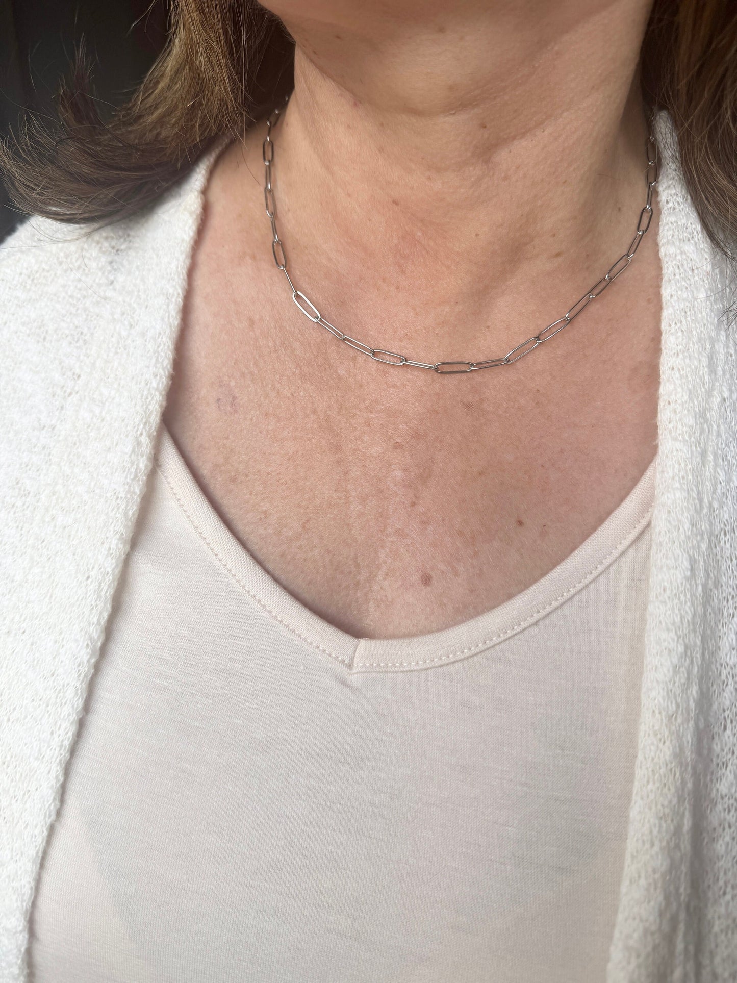 Silver Stainless Paperclip Necklace Chain