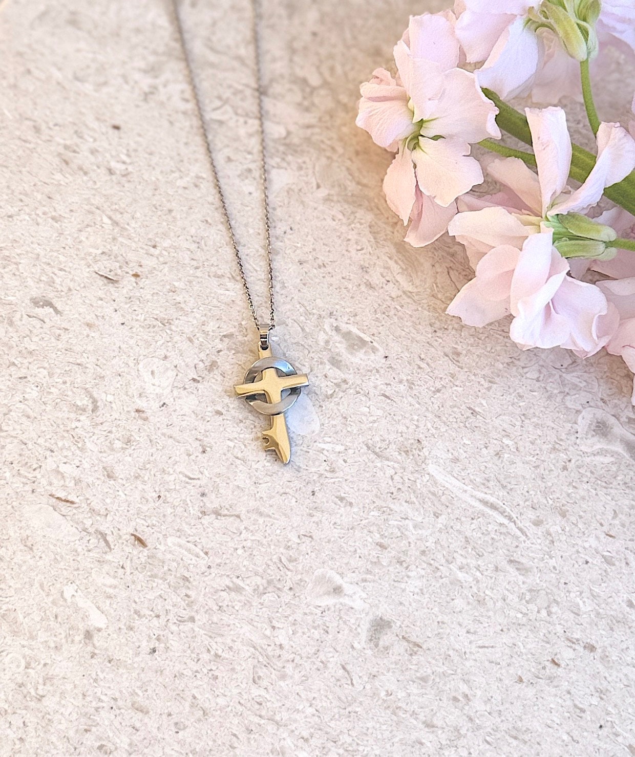 Grace Silver Cross Necklace and Chain Set
