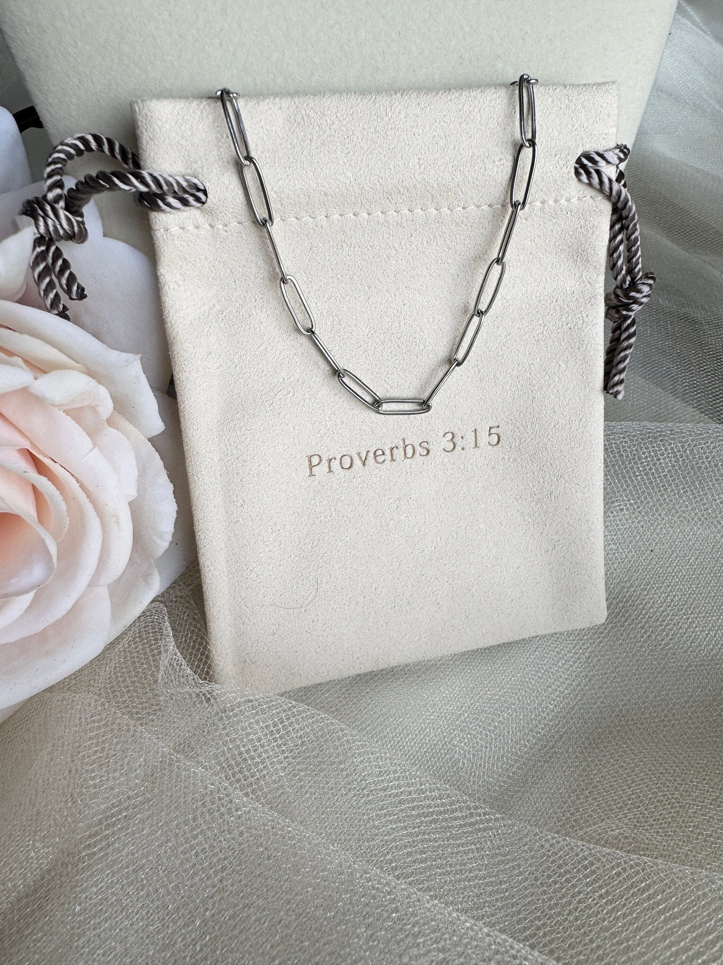 Silver Stainless Paperclip Necklace Chain