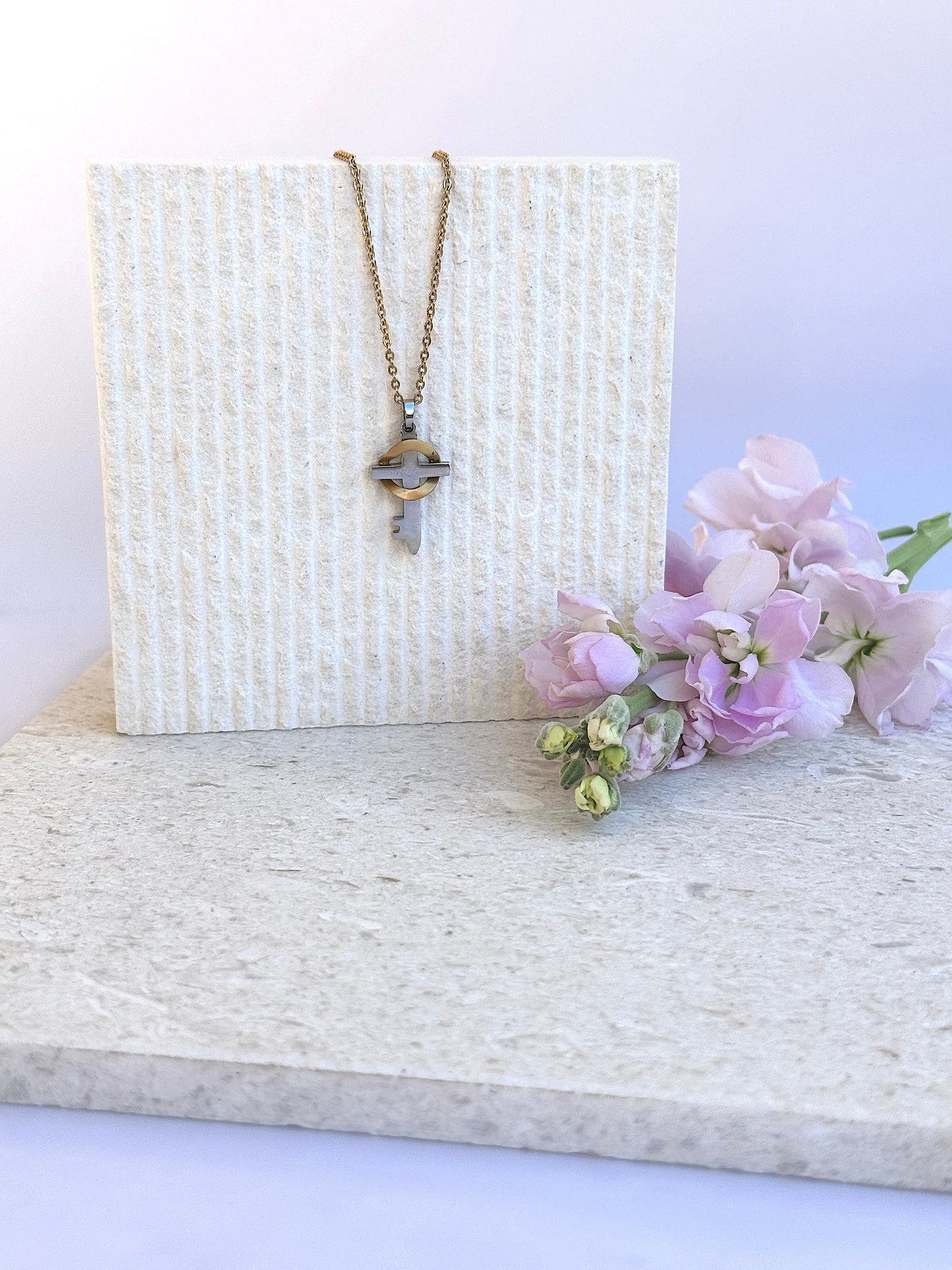 Necklace Set~ Believe Cross and Love Gold Chain