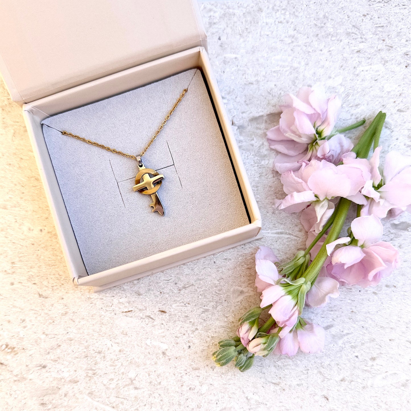 Gold Plated Necklace Set~ Believe Cross and Paperclip Chain