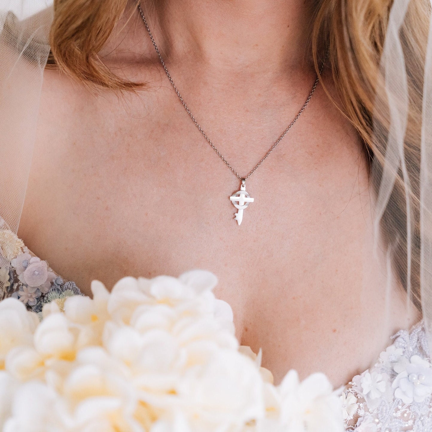 Bridal Silver Grace Cross Necklace