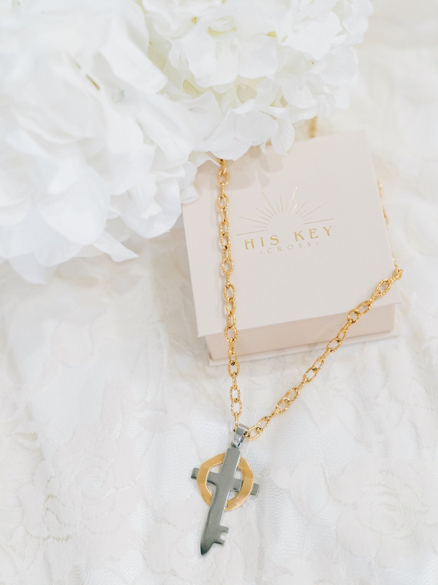 Bride's Mother Gift~ Gold and Silver Believe Cross Necklace
