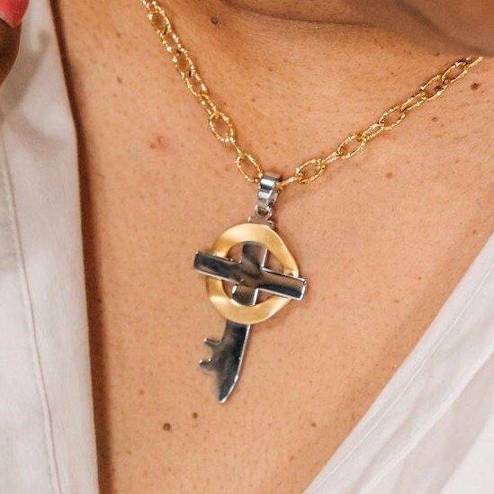 Bride's Mother Gift~ Gold and Silver Believe Cross Necklace