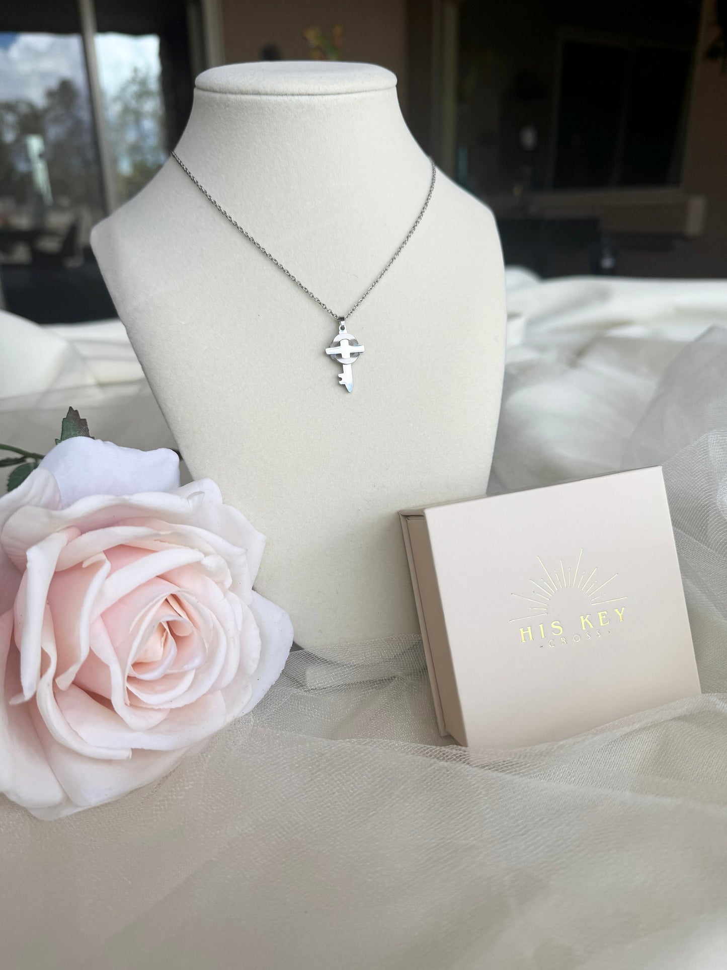 Grace Silver Cross Necklace and Chain Set
