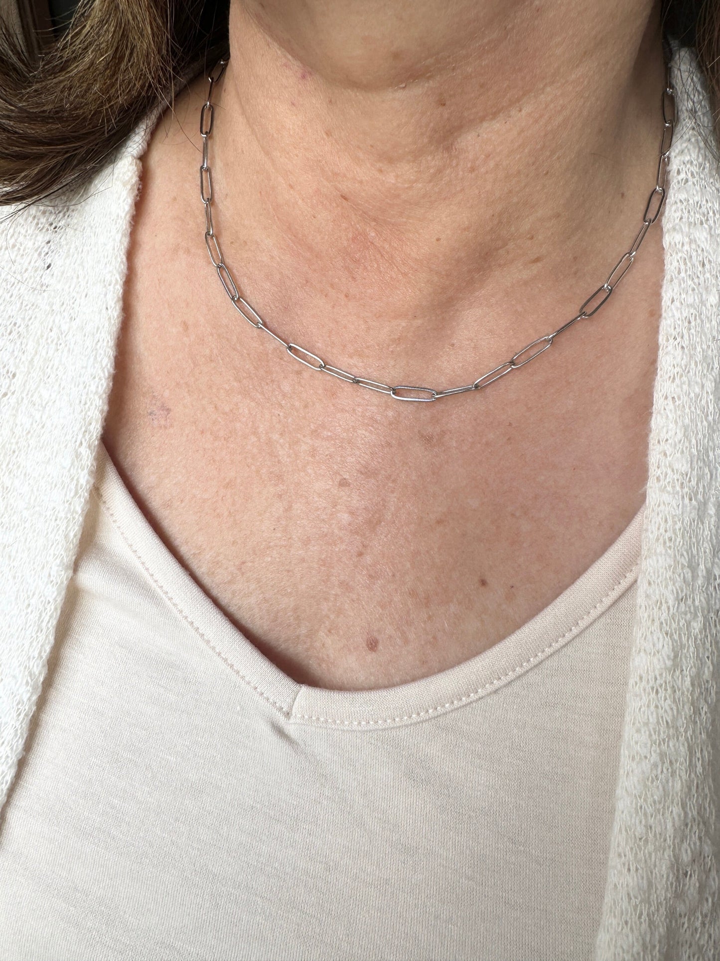 Silver Stainless Paperclip Necklace Chain