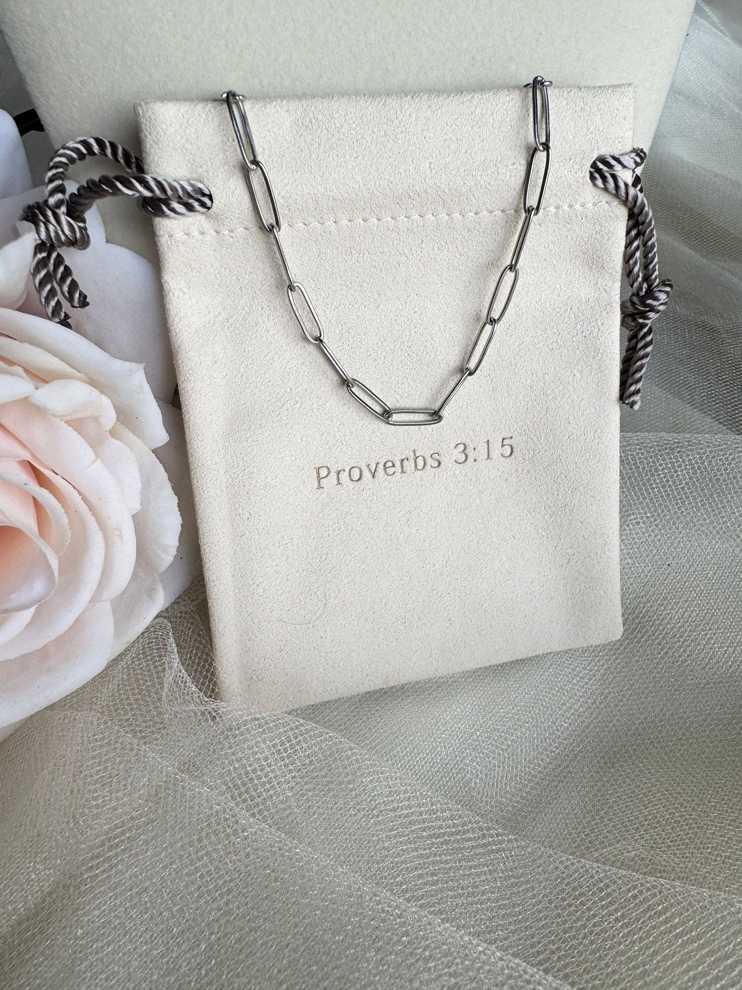 Silver Stainless Paperclip Necklace Chain