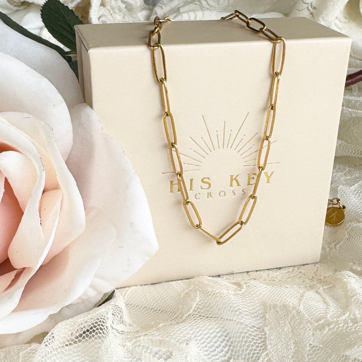 Gold Plated Paperclip Chain Necklace