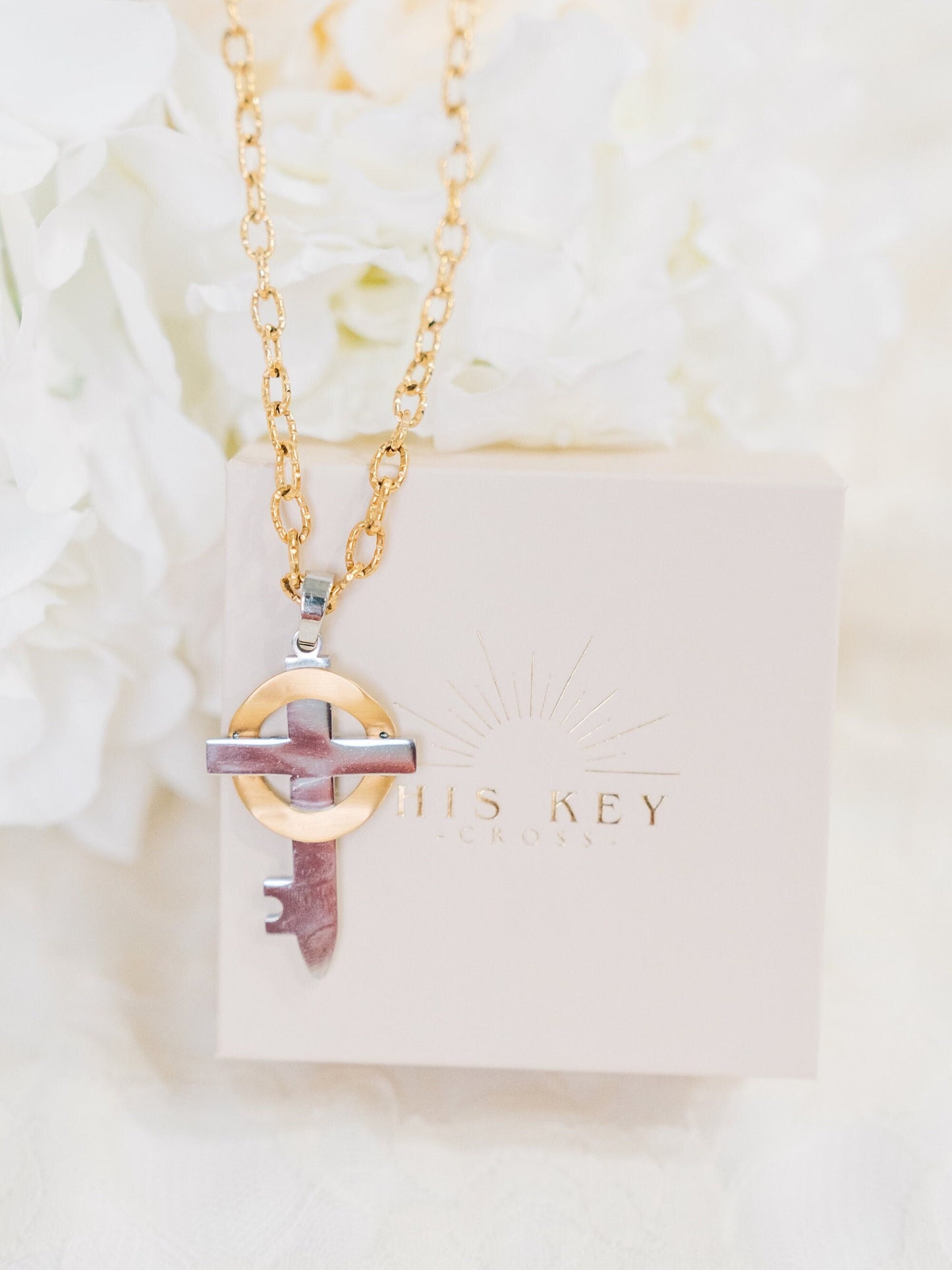 Bride's Mother Gift~ Gold and Silver Believe Cross Necklace