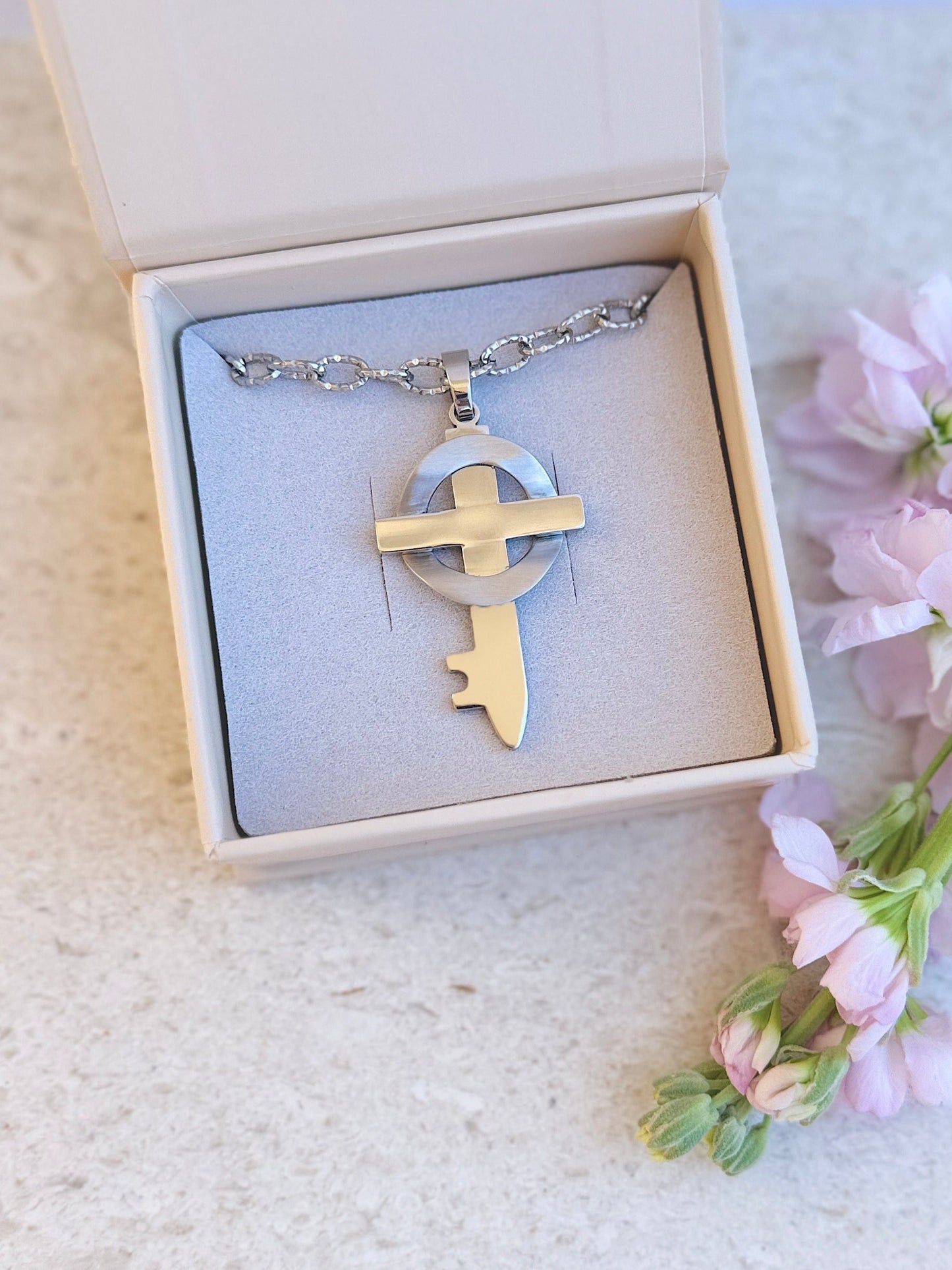 Grace Large Silver Cross Necklace
