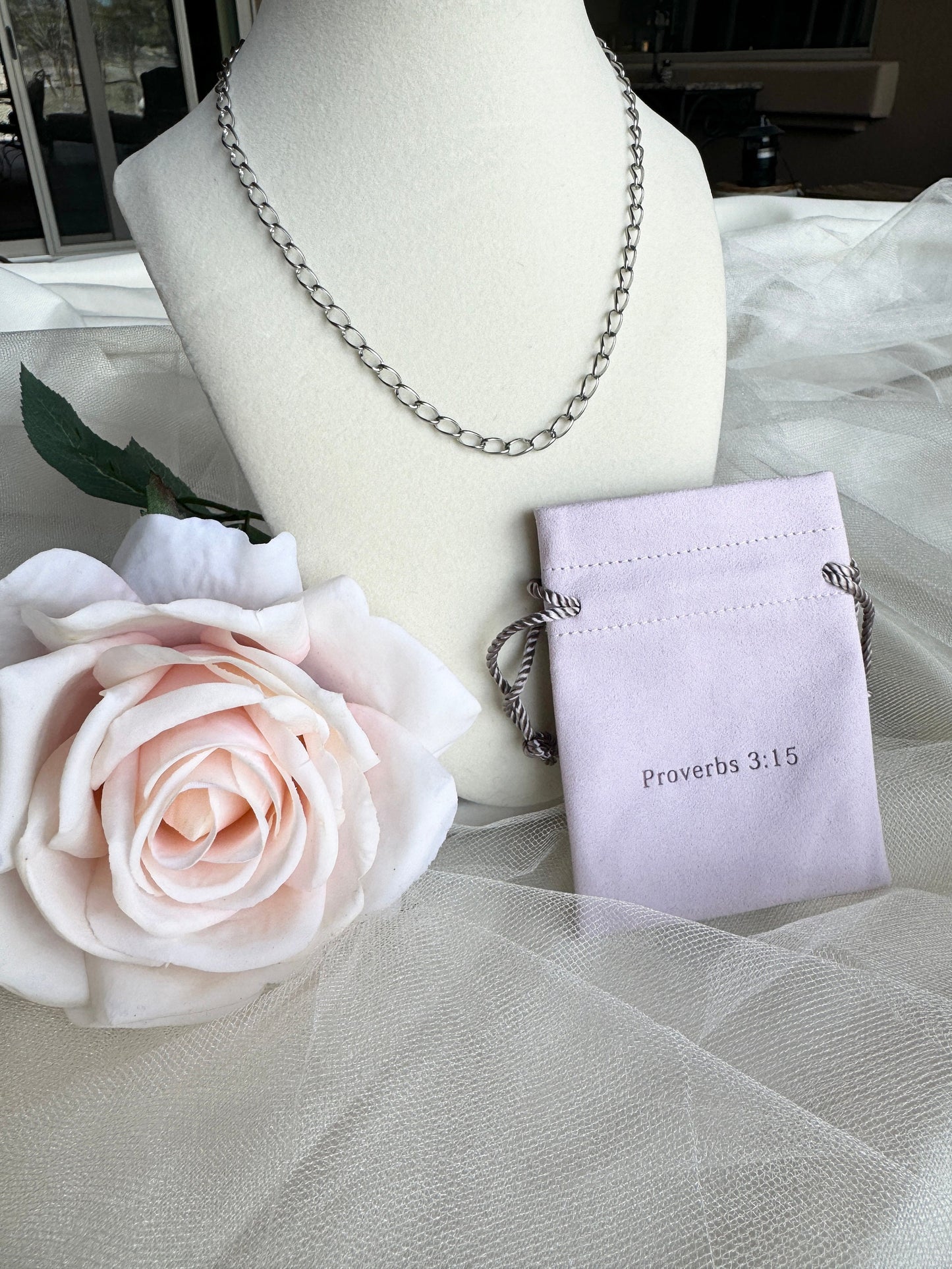 Silver Chain Stainless Steel Chain Gift for Mom Laying Necklace for Her Silver Chain Necklace Gift for Her