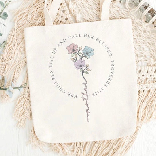 Christian Mom Tote Bag Proverbs 31:28
