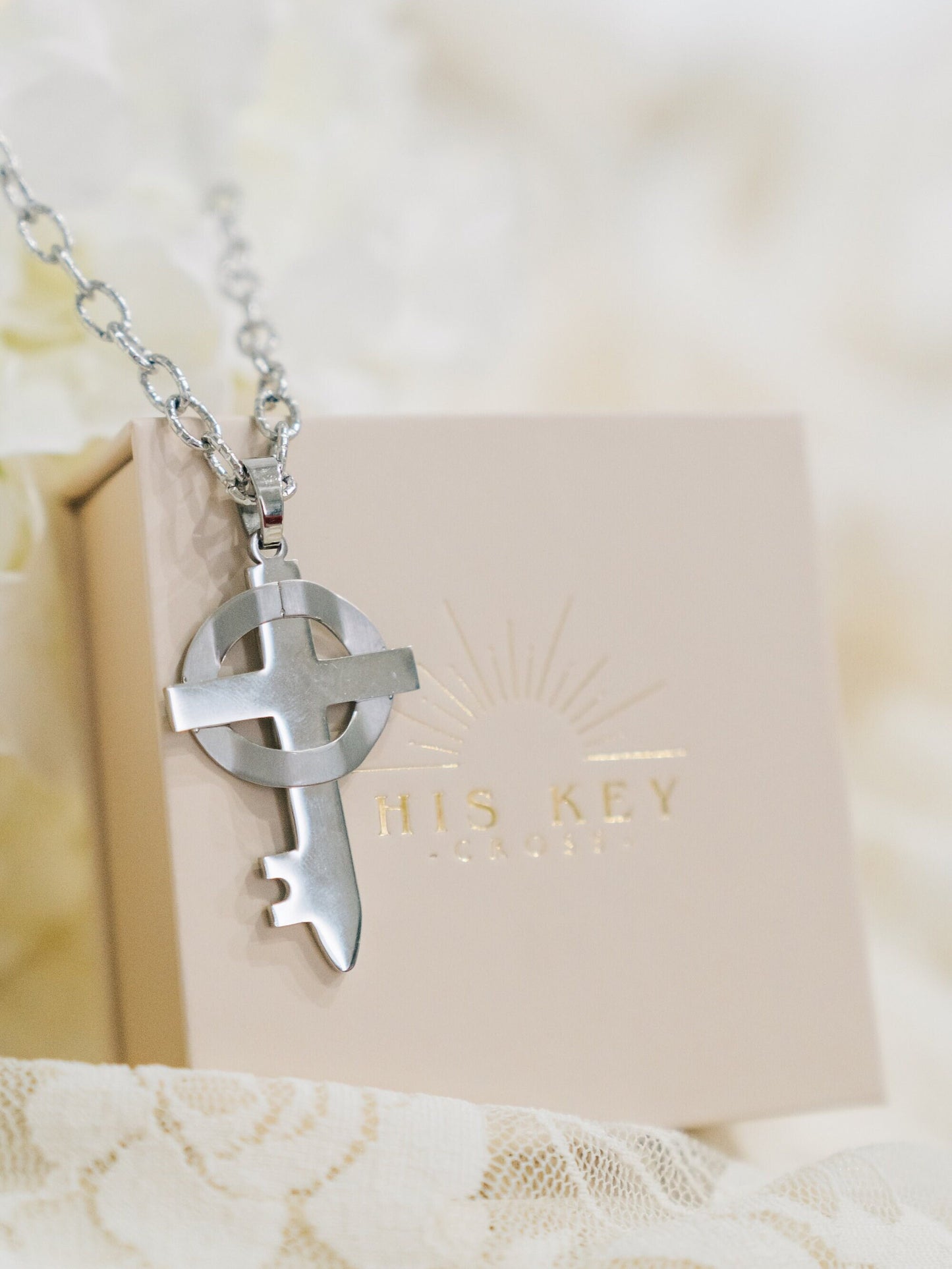 Groom Mother Gift Large Silver Cross Necklace